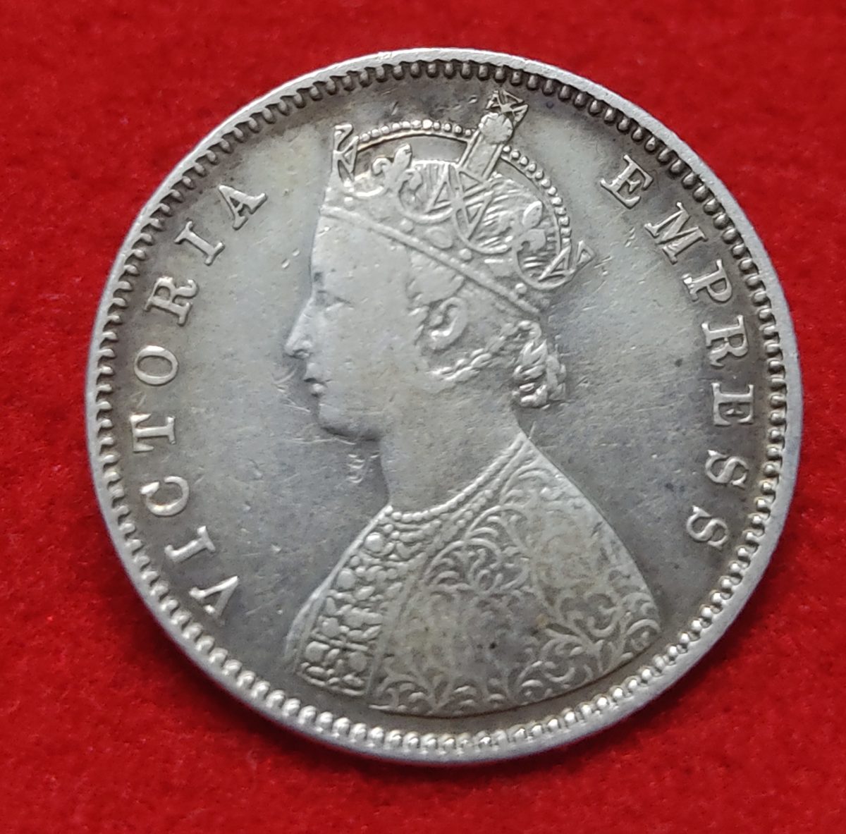 Extremely Rare Silver Half Rupee Victoria Empress 1884 Weight 5.83 GMS Bombay Mint in Excellent Condition