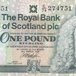 Scotland 1 Pound Royal Bank of Scotland Lowest Price rare Note #B-2