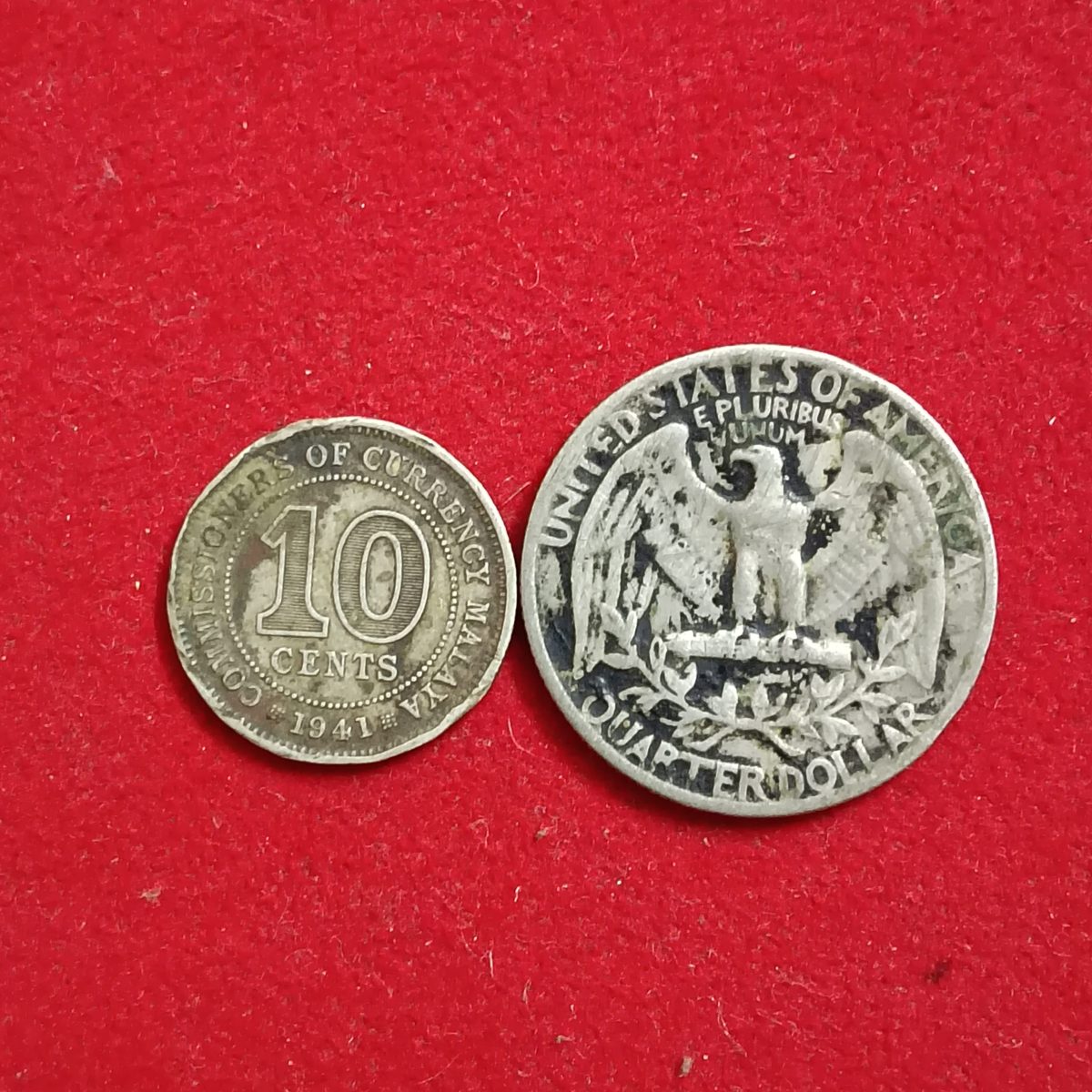 Two Silver Coins George Vi 10 Centes Commission of Currency Malaya