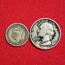 Two Silver Coins George Vi 10 Centes Commission of Currency Malaya