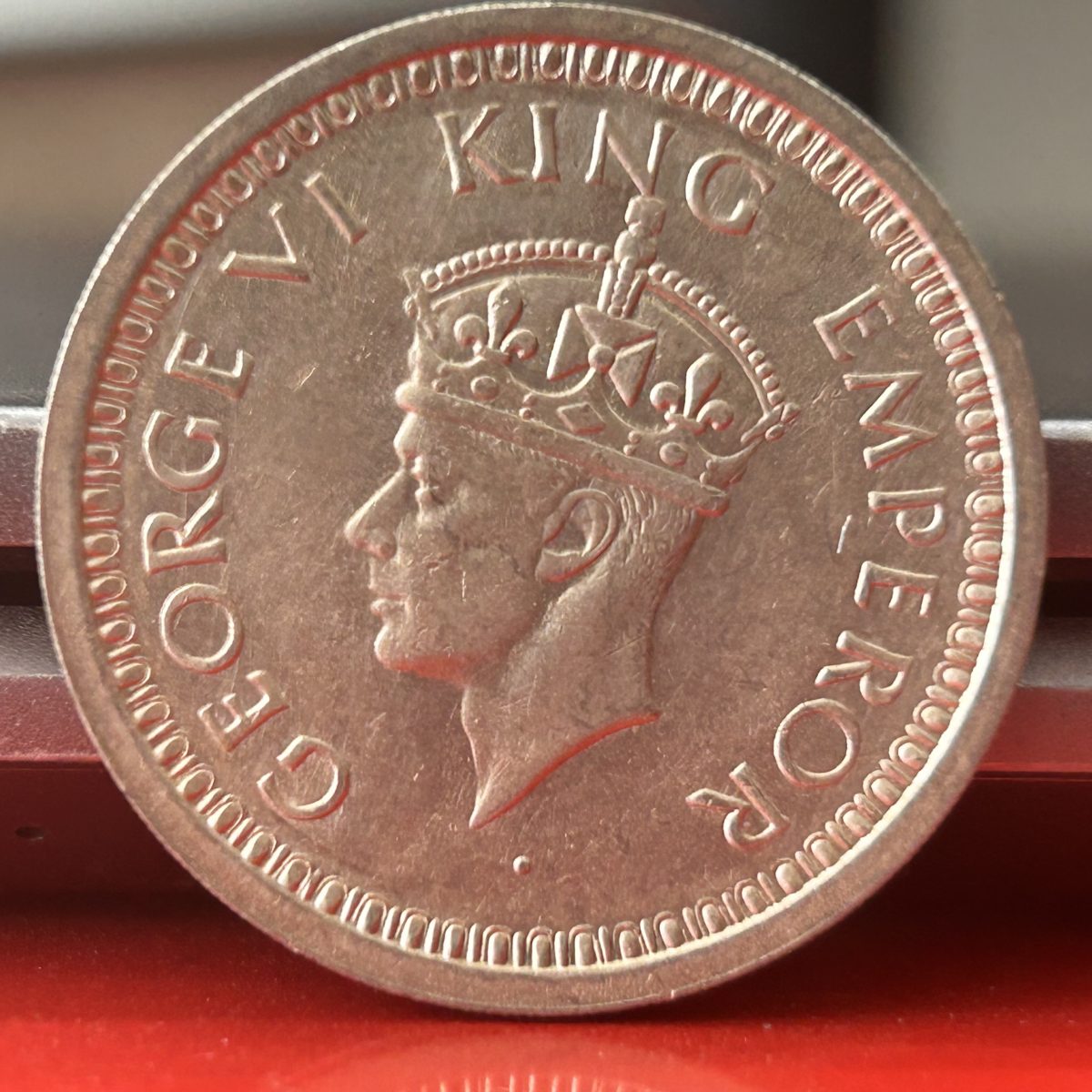 1945 One Rupee of George V King Bombay Mint Half Silver 11.66 Gram British India Coin in Top Extremely Fine Grade