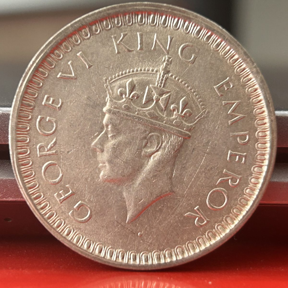1942 One Rupee of George V King Bombay Mint Half Silver 11.66 Gram British India Coin in Top Extremely Fine Grade