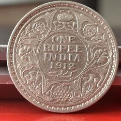 Rare 1912 One Rupee of George V King Emperor Bombay Mint Silver 11.66 Gram British India Coin Same as per shown given
