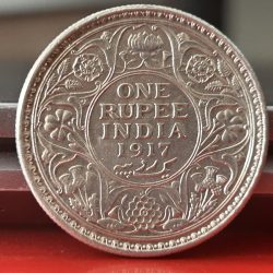 Rare 1917 One Rupee of George V King Emperor Bombay Mint Silver 11.66 Gram British India Coin Same as per shown given