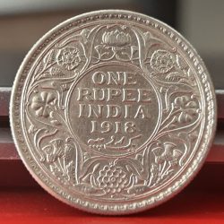 Rare 1918 One Rupee of George V King Emperor Bombay Mint Silver 11.66 Gram British India Coin Same as per shown given