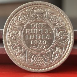 Rare 1920 One Rupee of George V King Emperor Bombay Mint Silver 11.66 Gram British India Coin Same as per shown given
