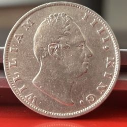 Rare One Rupee 1835 F Mark on Neck Silver Coin of King William IV Collectible Coins of East India Company Silver 11.66 Gram