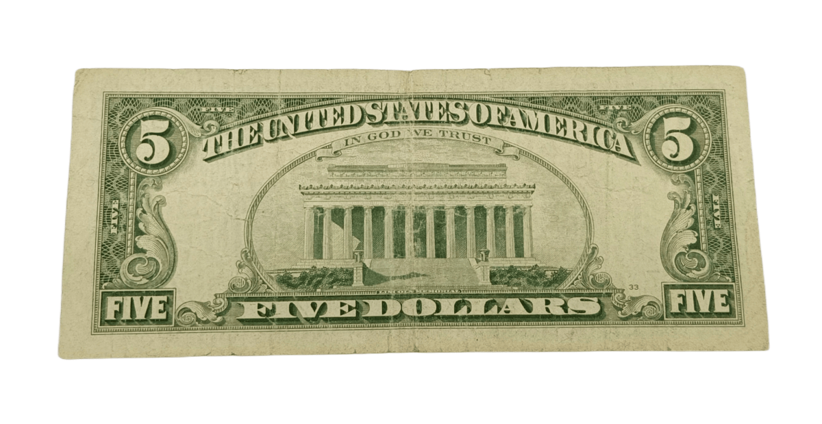 United States of America 5 Dollers Year 1995 Lincoln Portrait in Used Condition.