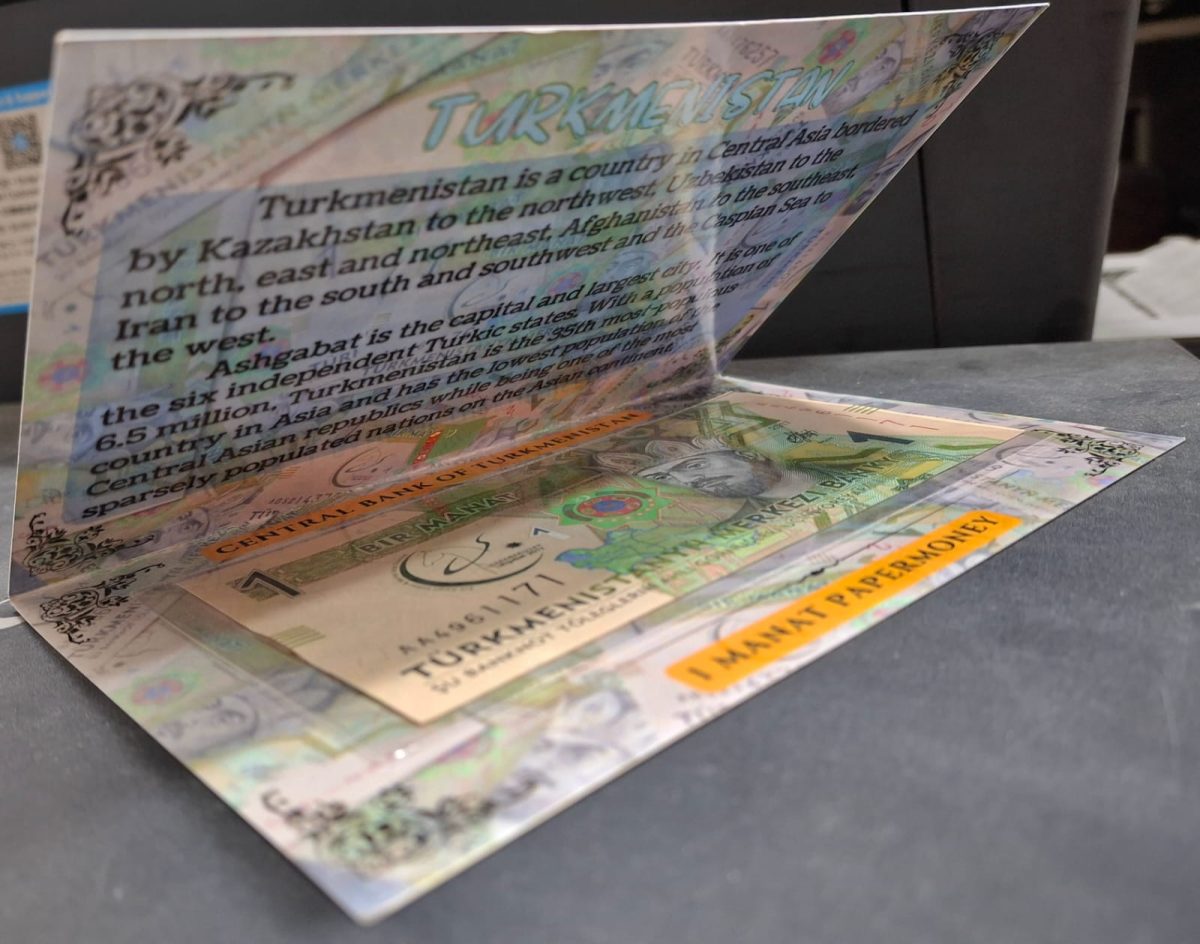 Turkmenistan 1 Manat UNC Note with Beautiful Packing