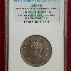 1943 Bombay Mint British India one rupees George VI Silver Coin with PCG Grading 40 grade 100% original coin