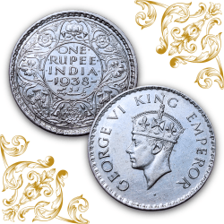 Extremely Rare One Rupee 1938 Silver Coin George VI Bombay Mint AUNC Grade | 100% Genuine Item