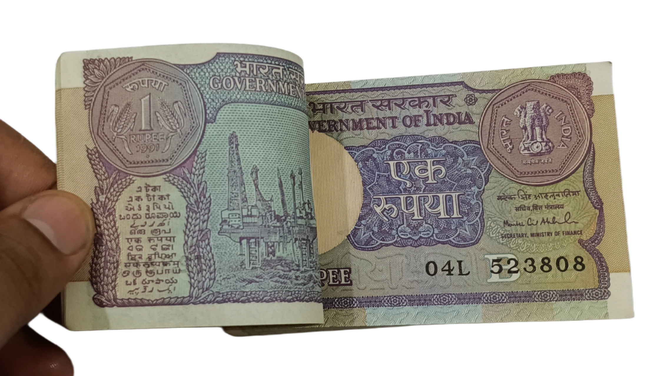 One Rupee Old Issue Year 1991 Sign Montex Singh Aluwalia Serially 100 Notes Complete Bundle **Scare** High Collectable UNC Grade.