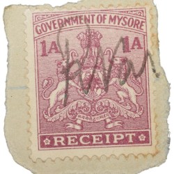 Receipt Stamp of Mysore State - Dark Pink 1 Anna - Used as per Image