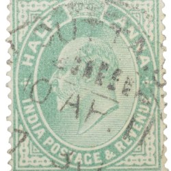 Postal Stamp of Edward VII 1/2 Anna Green Clour - Used Condition as per image.