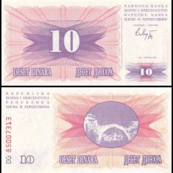 Bosnia and Herzegovina 10 Dinara Banknote 1992 P10 UNC Unique and Rare