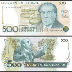 Brazil 500 Cruzeiros Banknote 1987 ND P212c UNC Commemorative 100th Anniversary of Birthday of Villa Lobos Unique and Rare