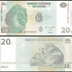 Congo Democratic Republic 20 Francs Banknote 2003 P94 UNC Unique and Rare Lion