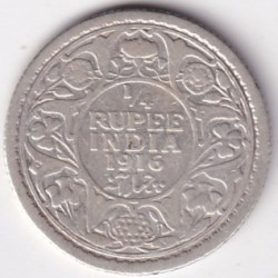 George V 1/4 Rupee 1916 Silver British India Coin