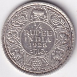 George V 1/4 Rupee 1928 Silver British India Coin