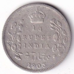 King Edward VII 1/4 Rupee 1903 Silver British India Coin