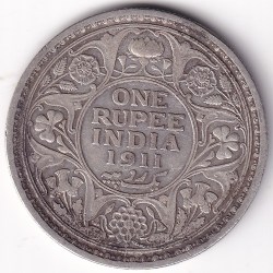 One Rupee George V King 1911 Bombay Mint Silver Coin Rare
