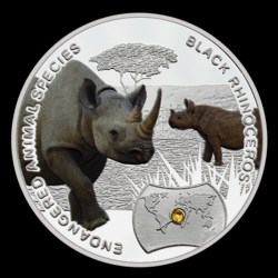 Extremely Rare 1000 Kwach 2014 Year Endangered Animal Species Black Rhinoceros Africa Protect Animal Proof Coin Republic Of Zambia