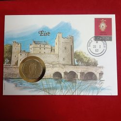 Rare Rare Rare 50 P Eiro Fish Coin Euro Stamp1983 Year Non Circulation Coin Irland Munz Briefeaus Welt Bunc Condition