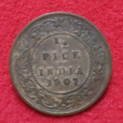 1/2 Pice Edward VII 1907 Calcutta Mint
