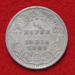 1/4 Rupee Victoria Empress 1901 Calcutta Mint