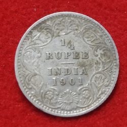 1/4 Rupee Victoria Empress 1901 Calcutta Mint
