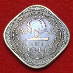 Two Annas George VI 1944 Lahore Mint