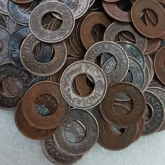 George Vi One Pice Hole Coin 50 Pcs Given Sale Mix Years Mix Mints British of India 1944 45...47