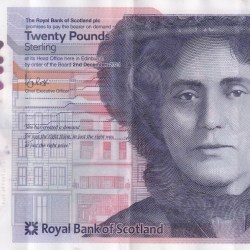 Scotland 20 Pounds Royal Bank of Scotland rare Polymer note#B-2
