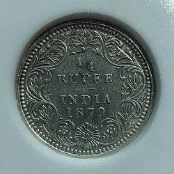 1/4 rupee victoria empress 1879 calcutta mint PCG Graded