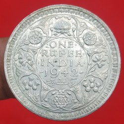 One Rupee Silver Coin George VI Year 1942