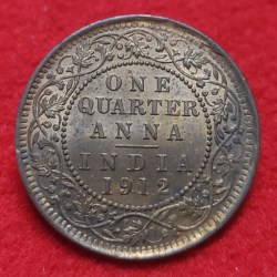 One Quarter Anna George V 1912 Calcutta Mint