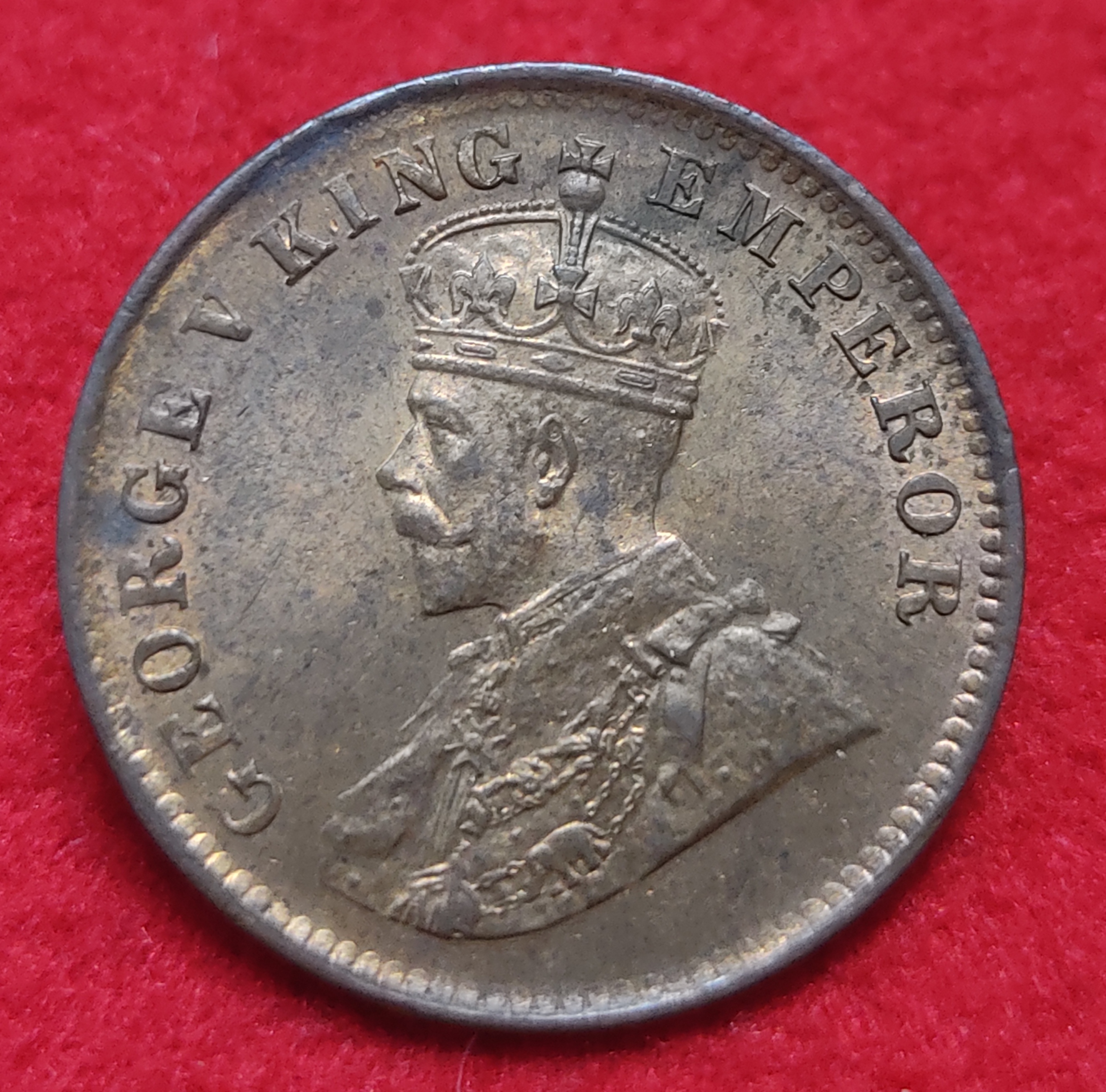 One Quarter Anna George V 1912 Calcutta Mint