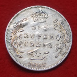 One Rupee Coin Silver Edward VII Year 1907