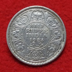 Half Rupee Silver Coin George V 1924 Calcutta Mint Weight 5.83 GMS