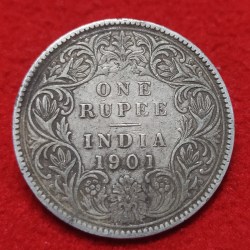 One Rupee Silver Coin Victoria Empress Year 1901 Weight 11.66GMS Bombay Mint