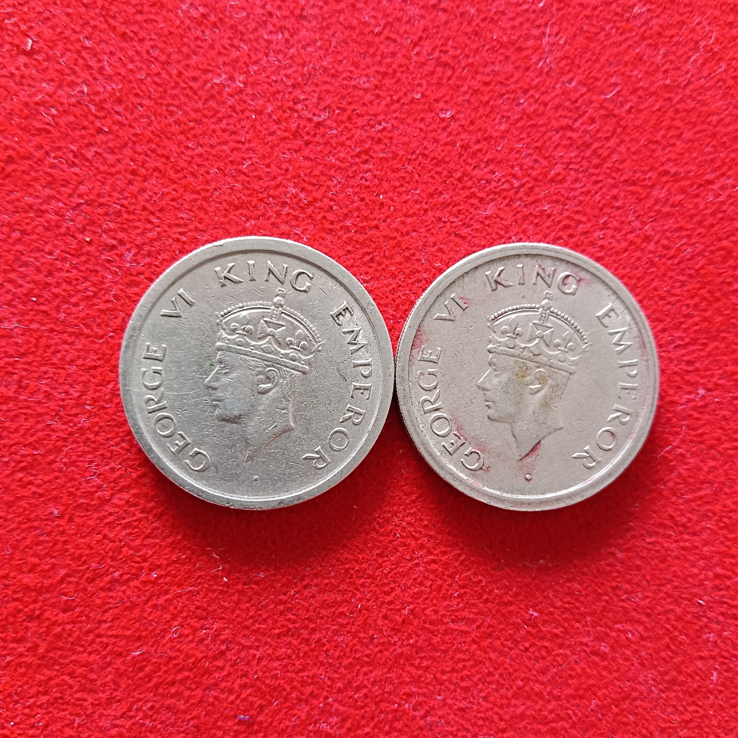 George Vi One Rupee 1947 Year Bombay Mint Or Lahore Mint 2 Pcs Given British of India