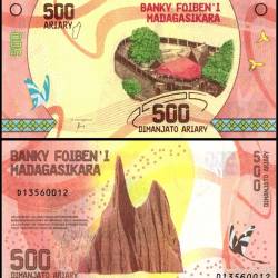 Madagascar 500 Ariary World Banknote 2017 ND P99a1 UNC