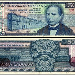 Mexico 50 Pesos Banknote 1981 P73 Signature Varies Unc Unique and Rare