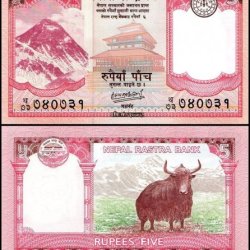 Nepal 5 Rupees World Banknote from 2020 features Mount Everest UNC Unique and rare