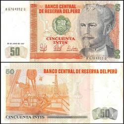 Peru 50 Intis Banknote 1987 P131b UNC Unique and Rare