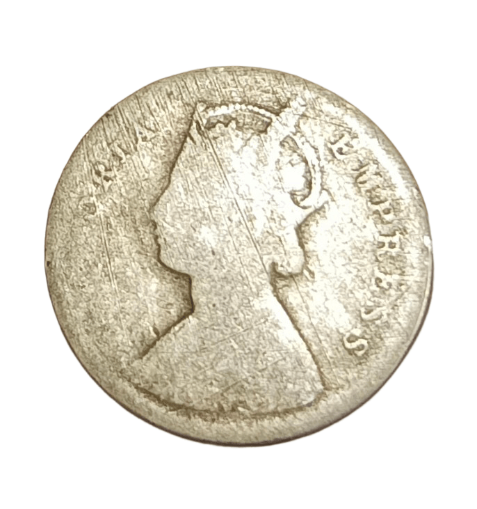 British India Silver 2 Annas Year 1893 Victoria Empress in Used Condition.