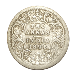 British India Silver 2 Annas Year 1896 Victoria Empress in Used Condition.