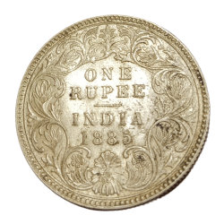 British India Silver Rupee Year 1885 Victoria Empress **Rare** High Collectable AUNC Grade.