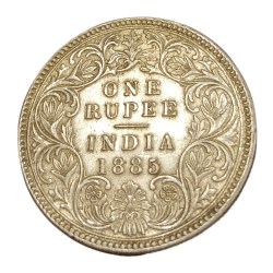 British India Silver Rupee Year 1885 Victoria Empress **Rare** High Collectable AUNC Grade. (Copy)