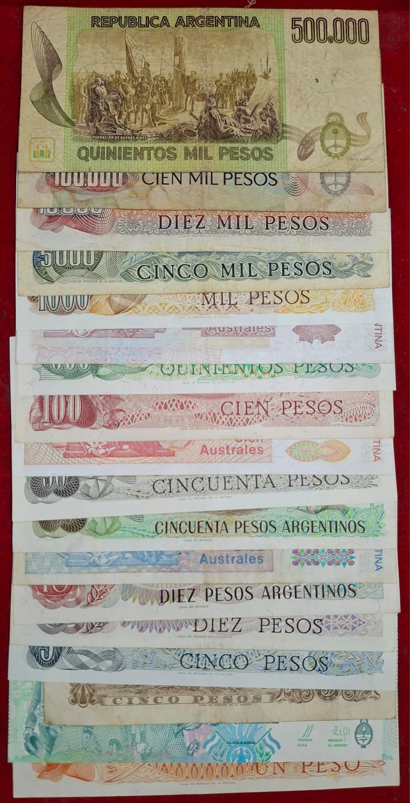 18 Different Argentina top condition all different denomination old Issue note set